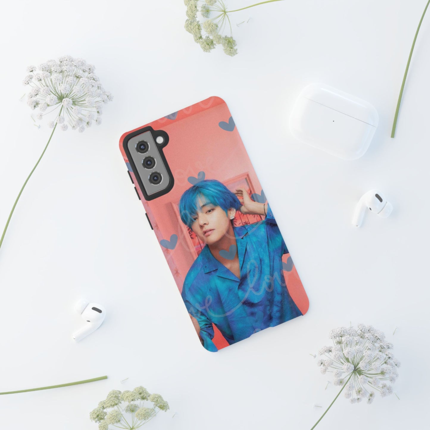 Taehyung Phone Case — Pink Heart/Love Kpop Design
