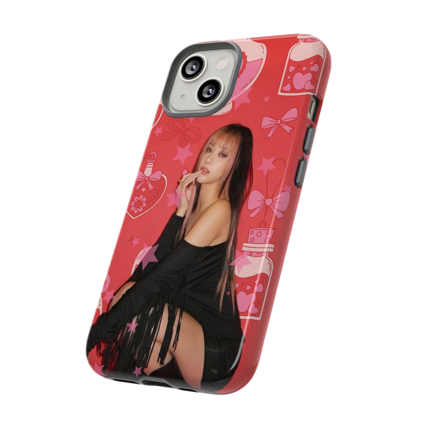 Megan Phone Case — Pink Heart & Perfume Pattern