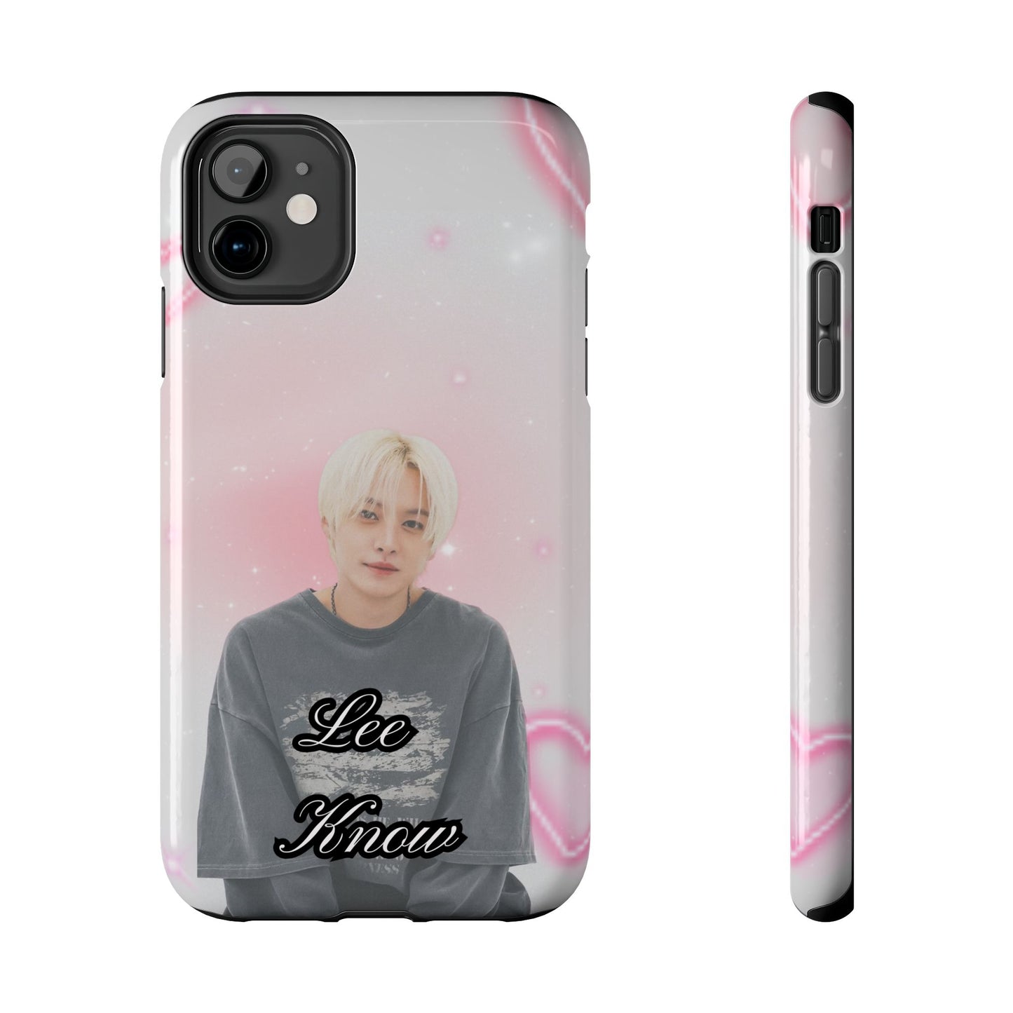 Lee Know Tough Phone Case — Pink Heart Photo Design