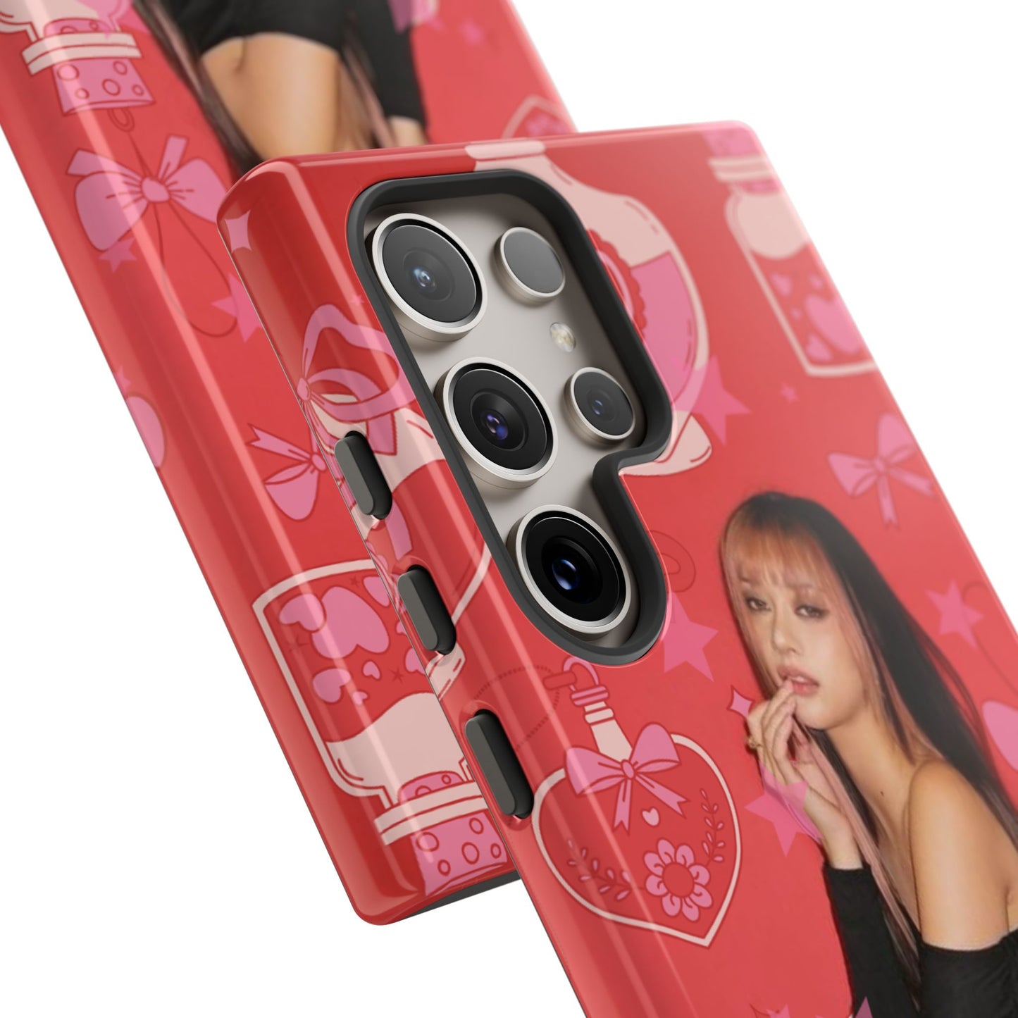 Megan Phone Case — Pink Heart & Perfume Pattern