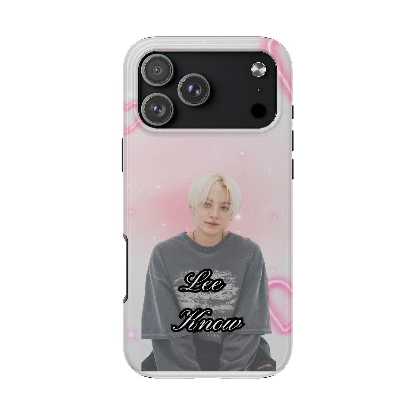 Lee Know Tough Phone Case — Pink Heart Photo Design
