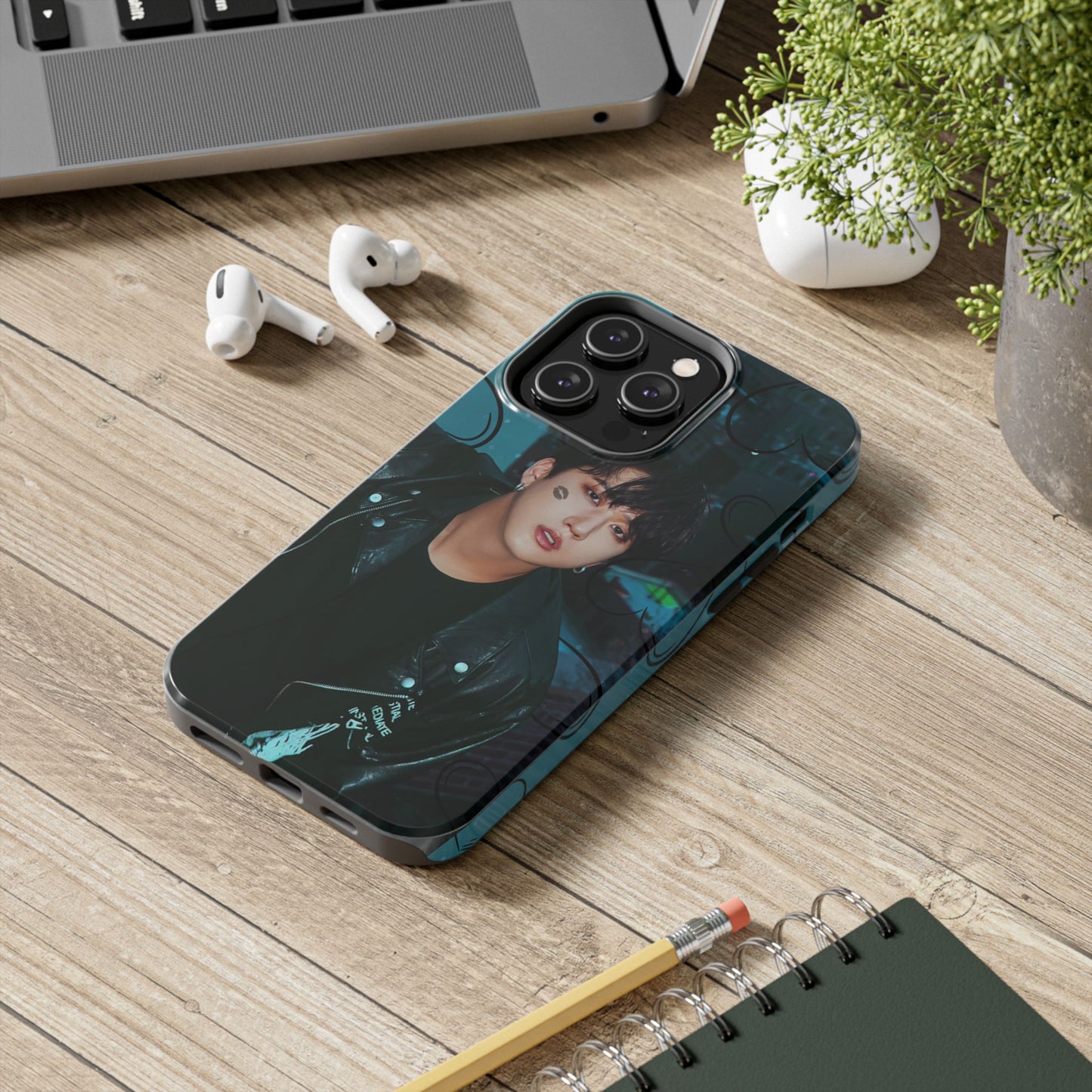 Seo Changbin Tough Phone Case — Moody Teal Portrait Design