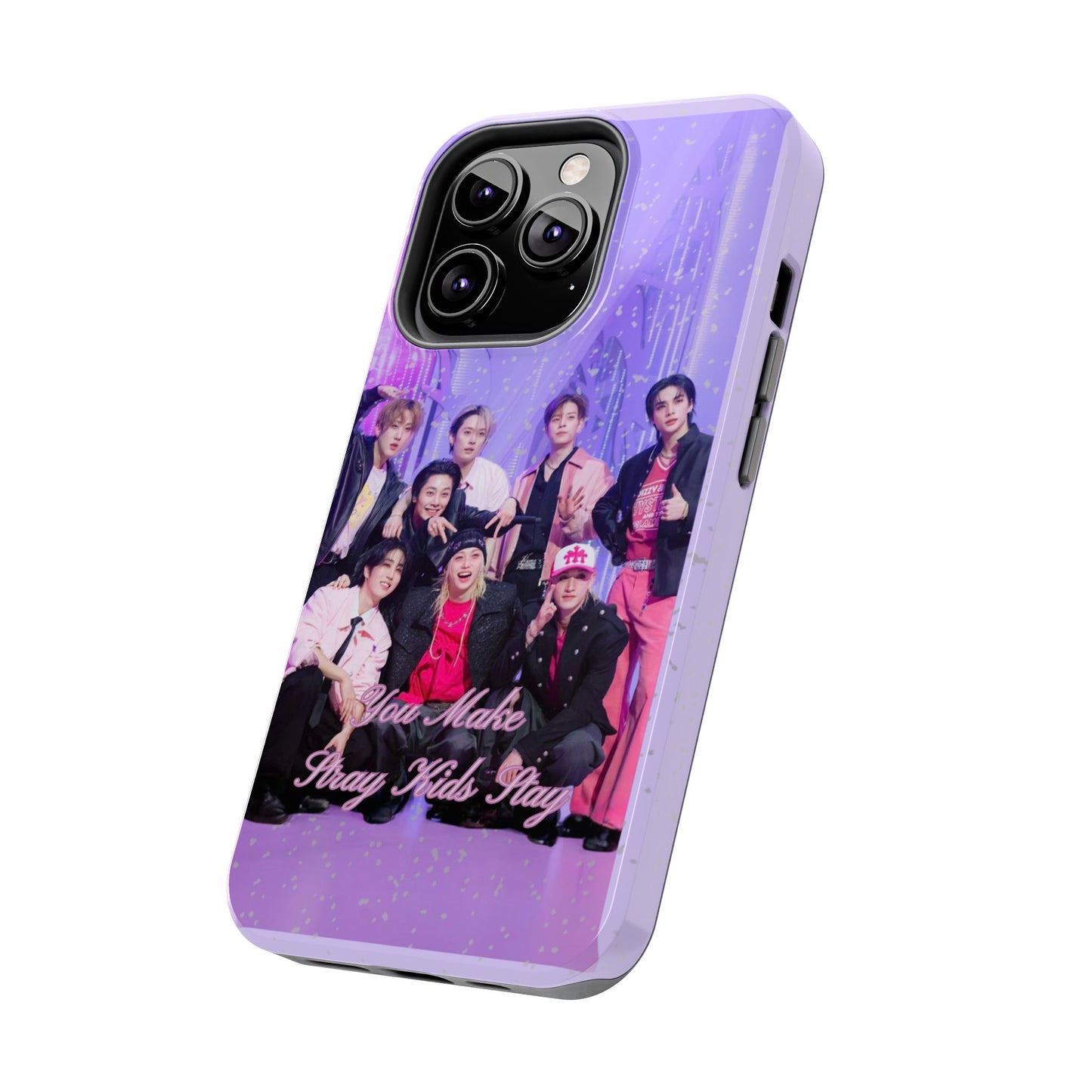 Stray Kids Photo Tough Phone Case — "You Make Stray Kids Stay" Purple K‑Pop Protective Cover