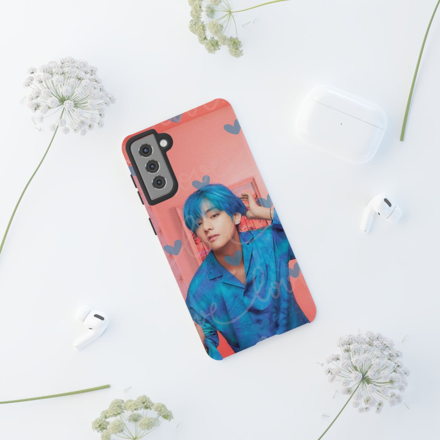Taehyung Phone Case — Pink Heart/Love Kpop Design