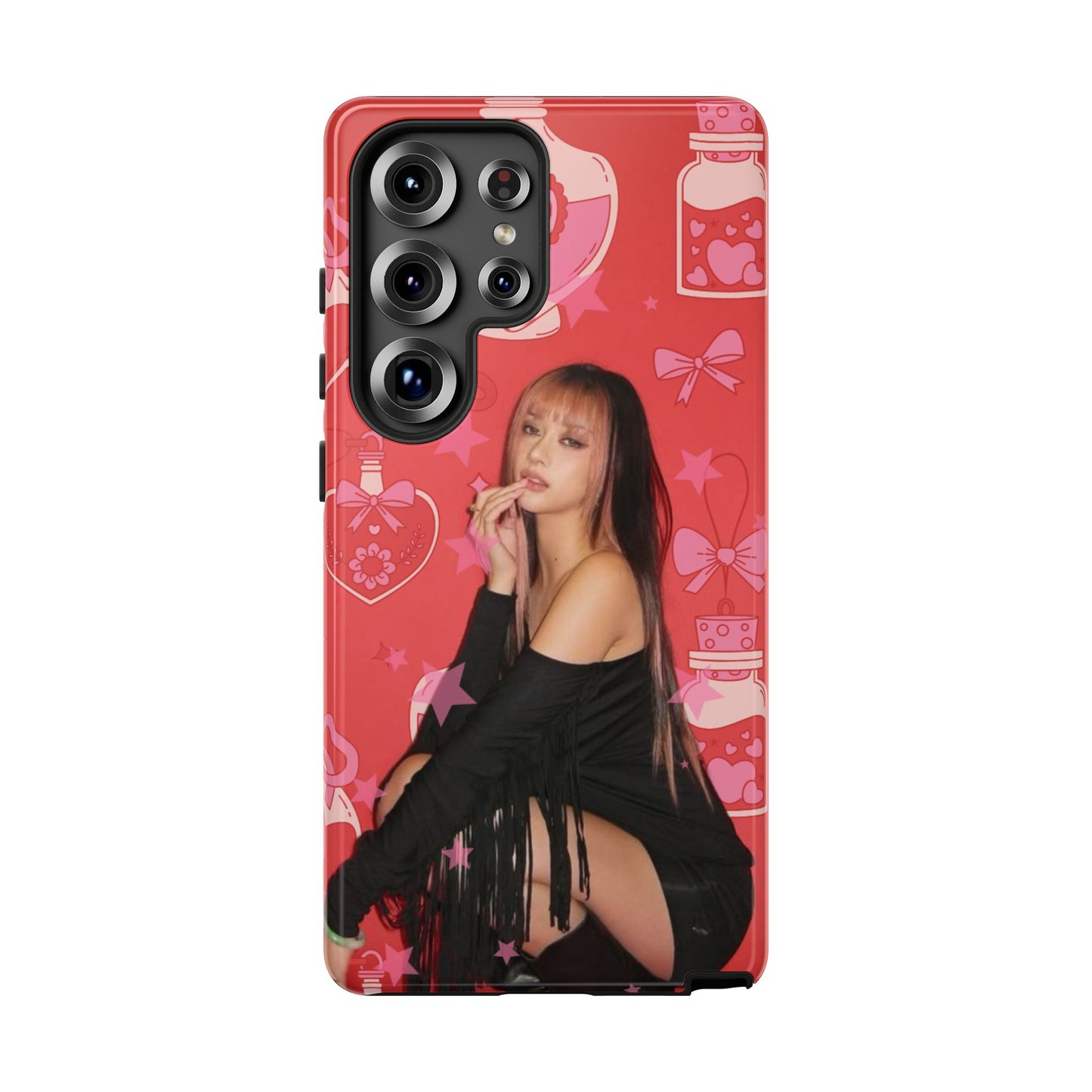 Megan Phone Case — Pink Heart & Perfume Pattern