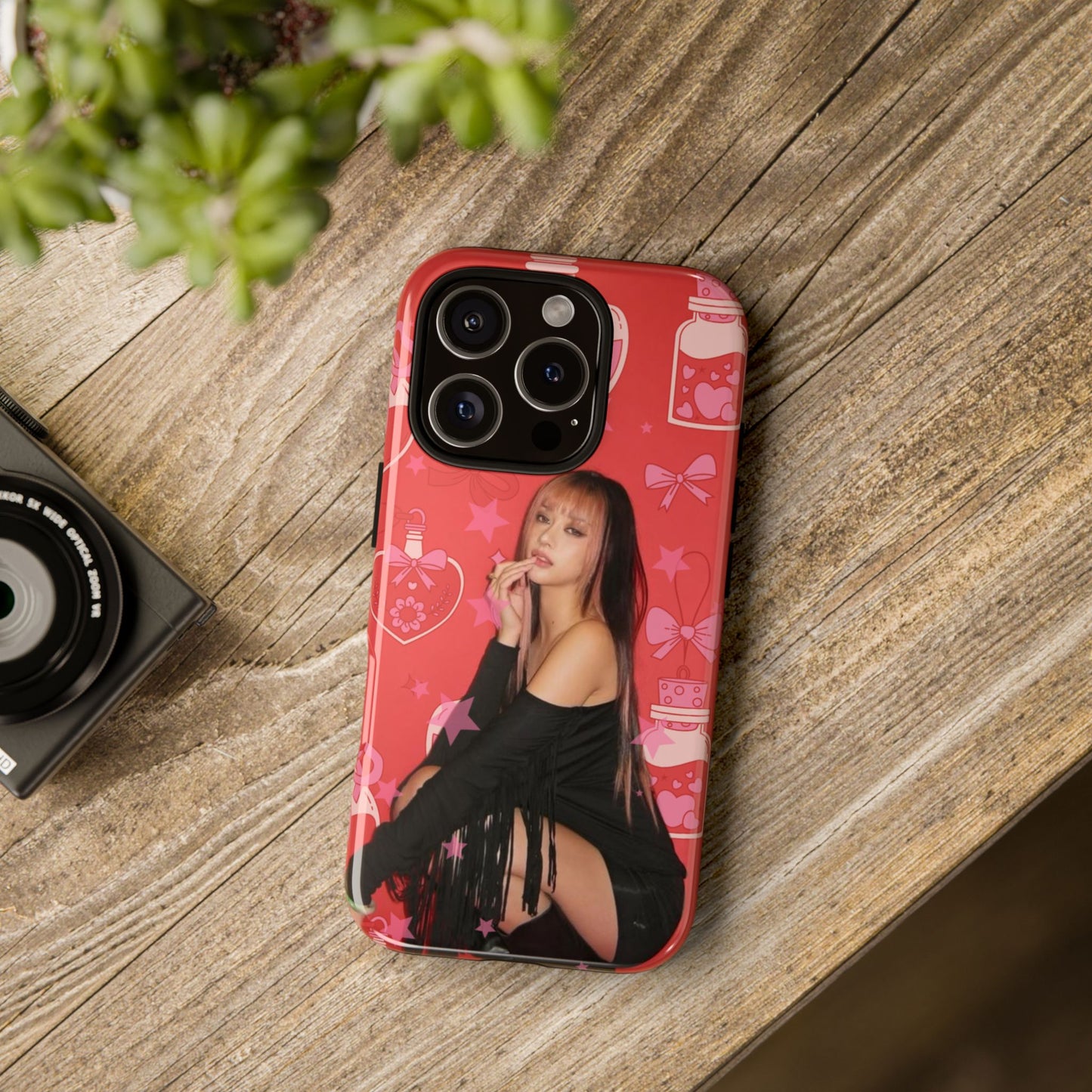 Megan Phone Case — Pink Heart & Perfume Pattern