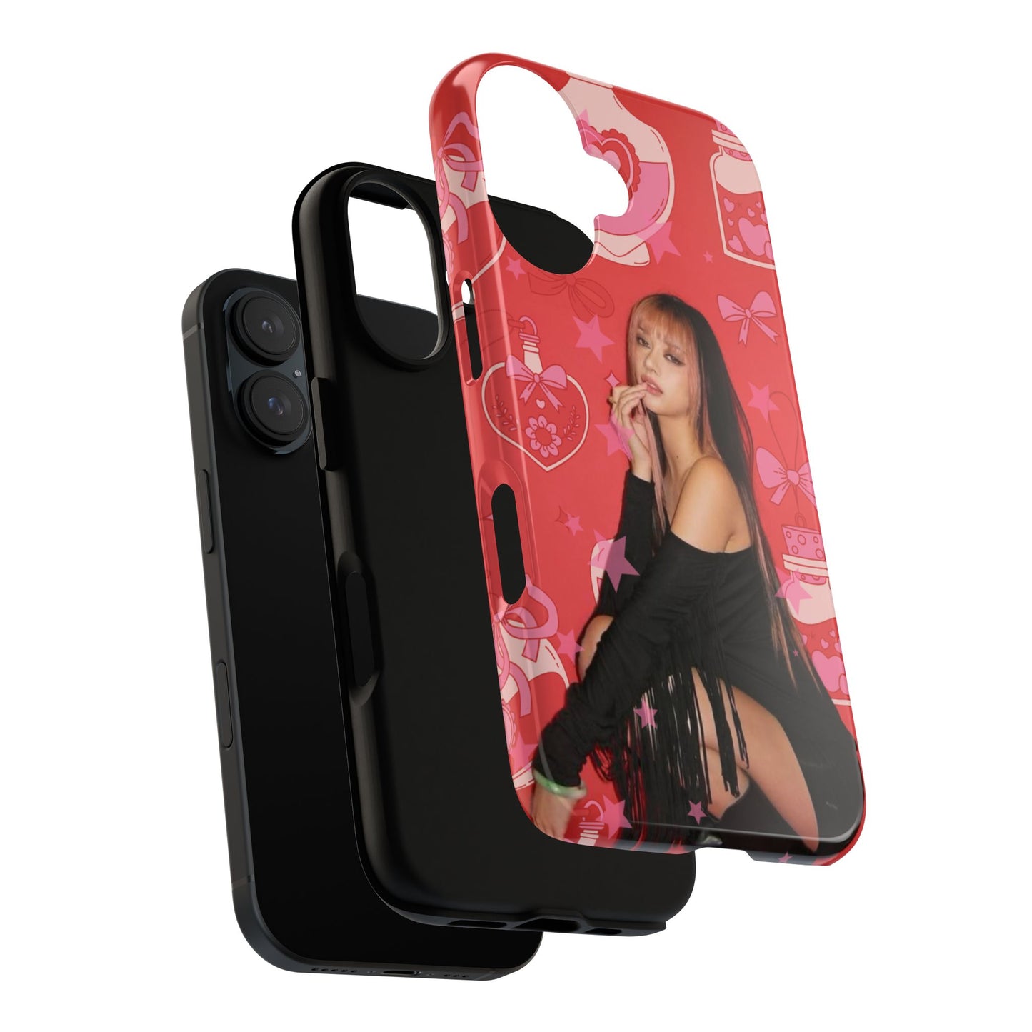 Megan Phone Case — Pink Heart & Perfume Pattern