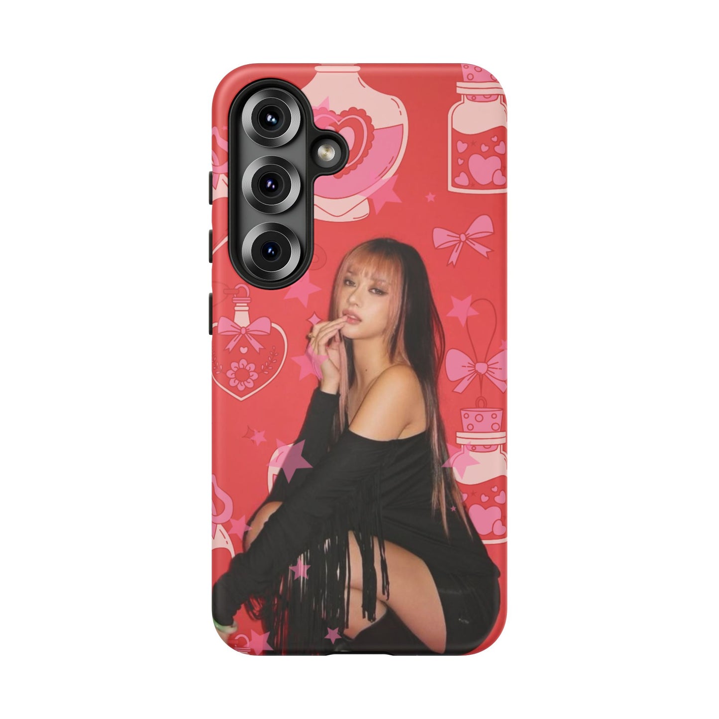 Megan Phone Case — Pink Heart & Perfume Pattern