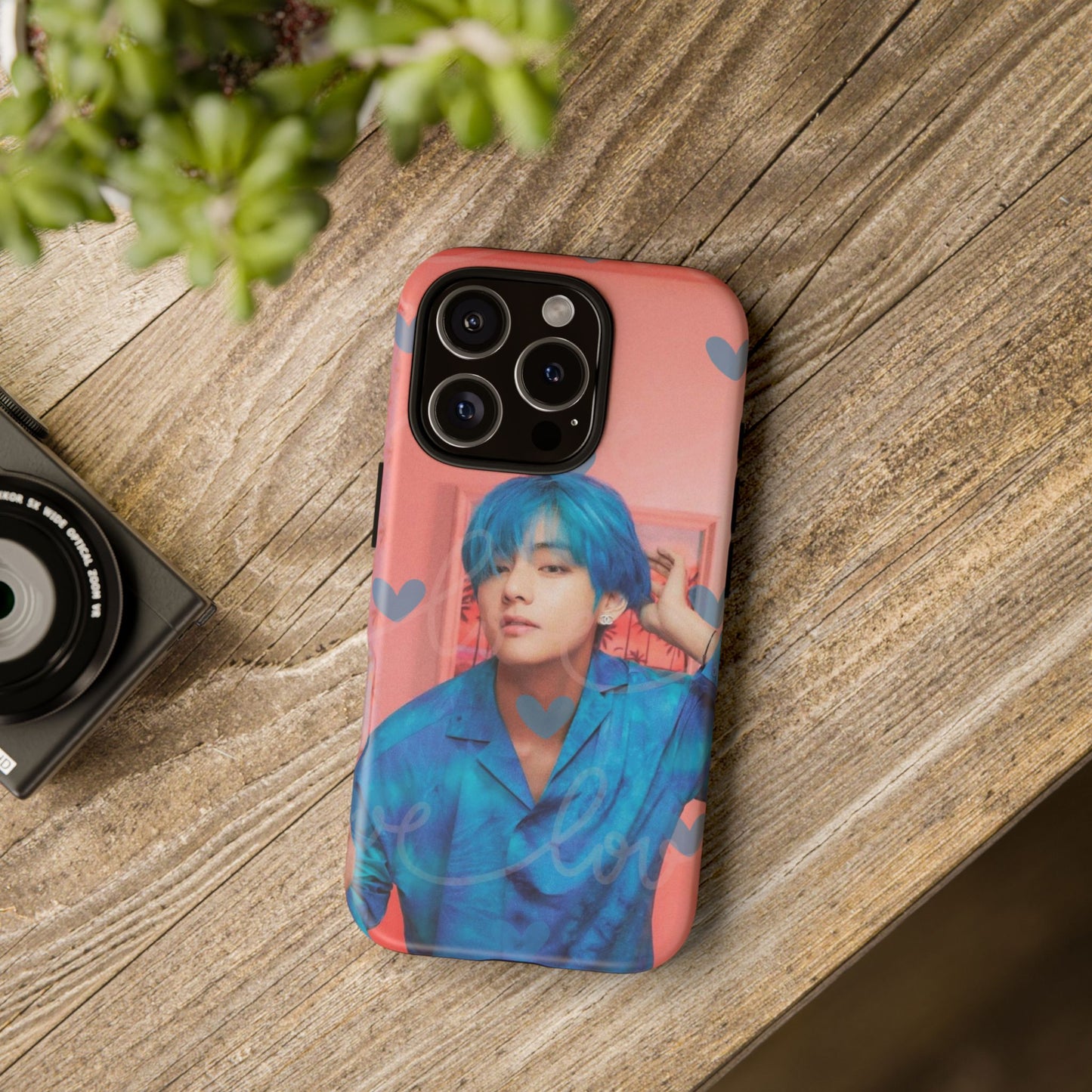 Taehyung Phone Case — Pink Heart/Love Kpop Design
