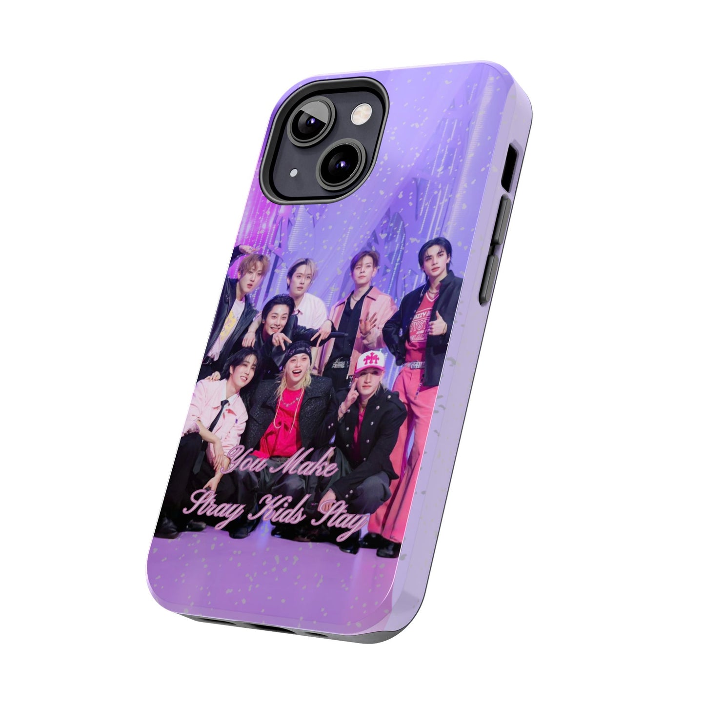 Stray Kids Photo Tough Phone Case — "You Make Stray Kids Stay" Purple K‑Pop Protective Cover