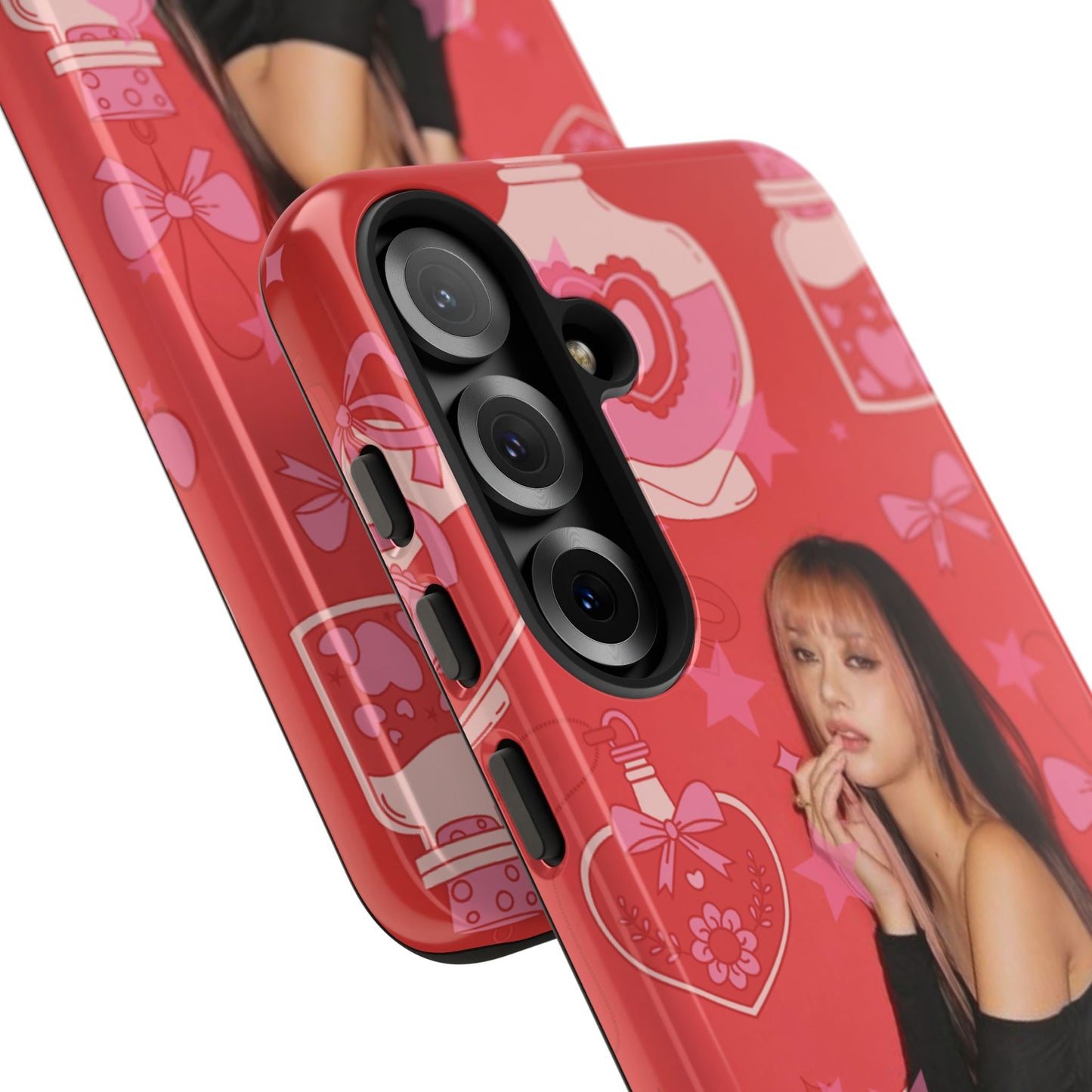 Megan Phone Case — Pink Heart & Perfume Pattern