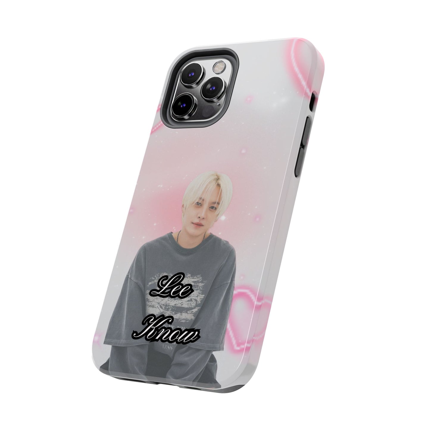 Lee Know Tough Phone Case — Pink Heart Photo Design