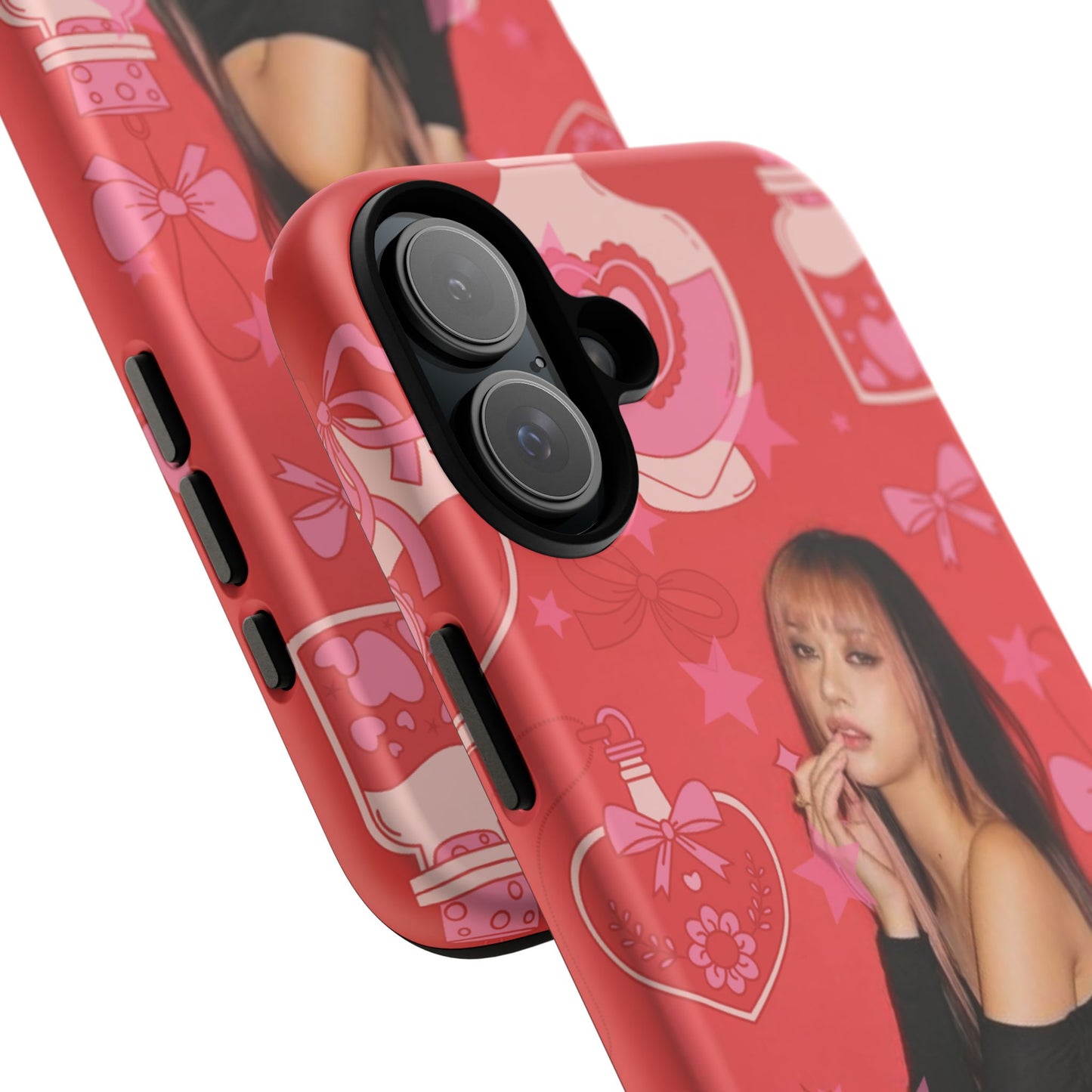 Megan Phone Case — Pink Heart & Perfume Pattern