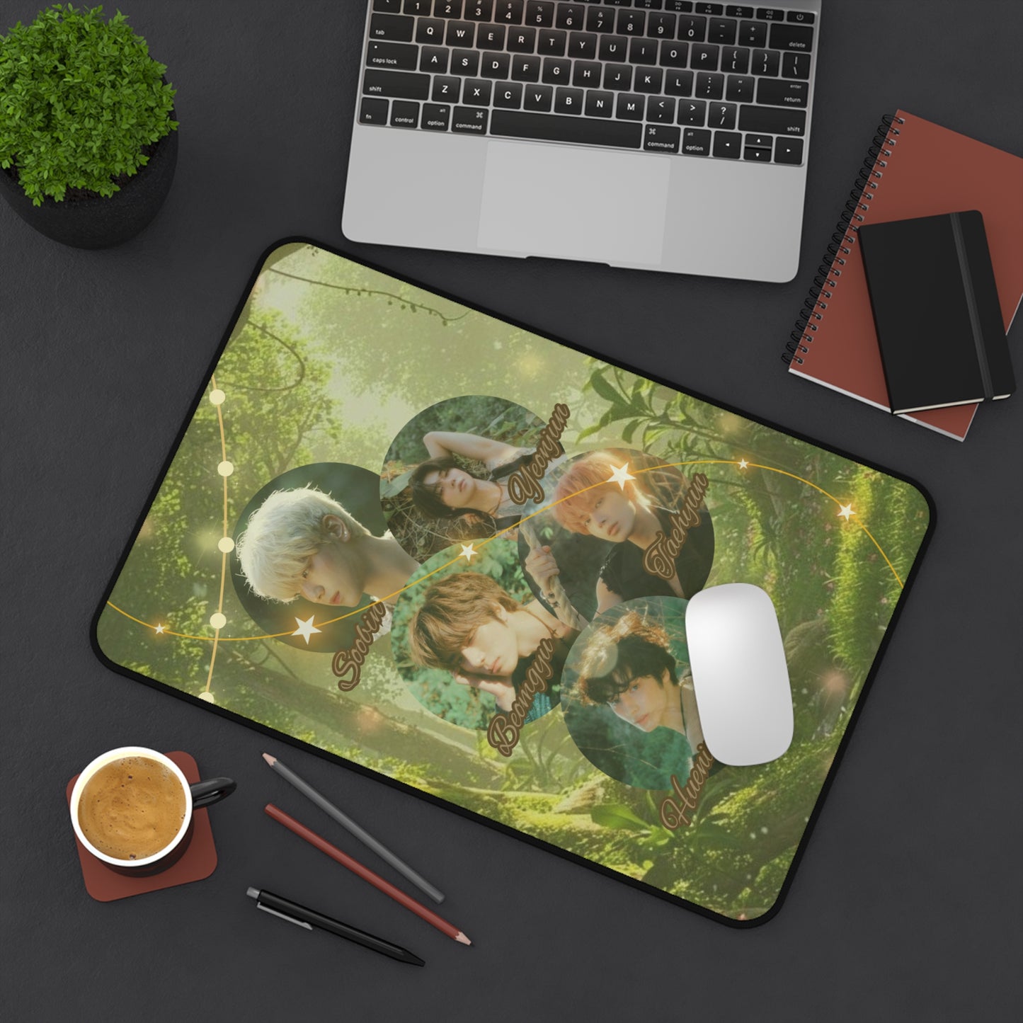TomorrowxTogether Forest Portraits Desk Mat | Mystic Woodland K-Pop Style Mousepad