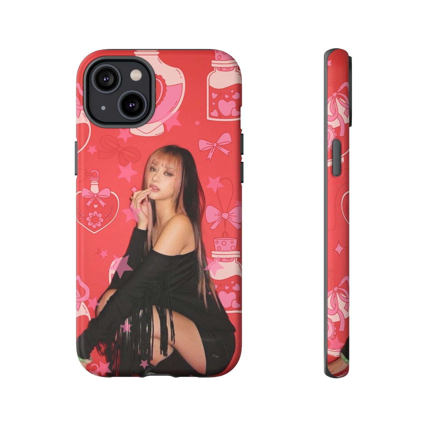 Megan Phone Case — Pink Heart & Perfume Pattern