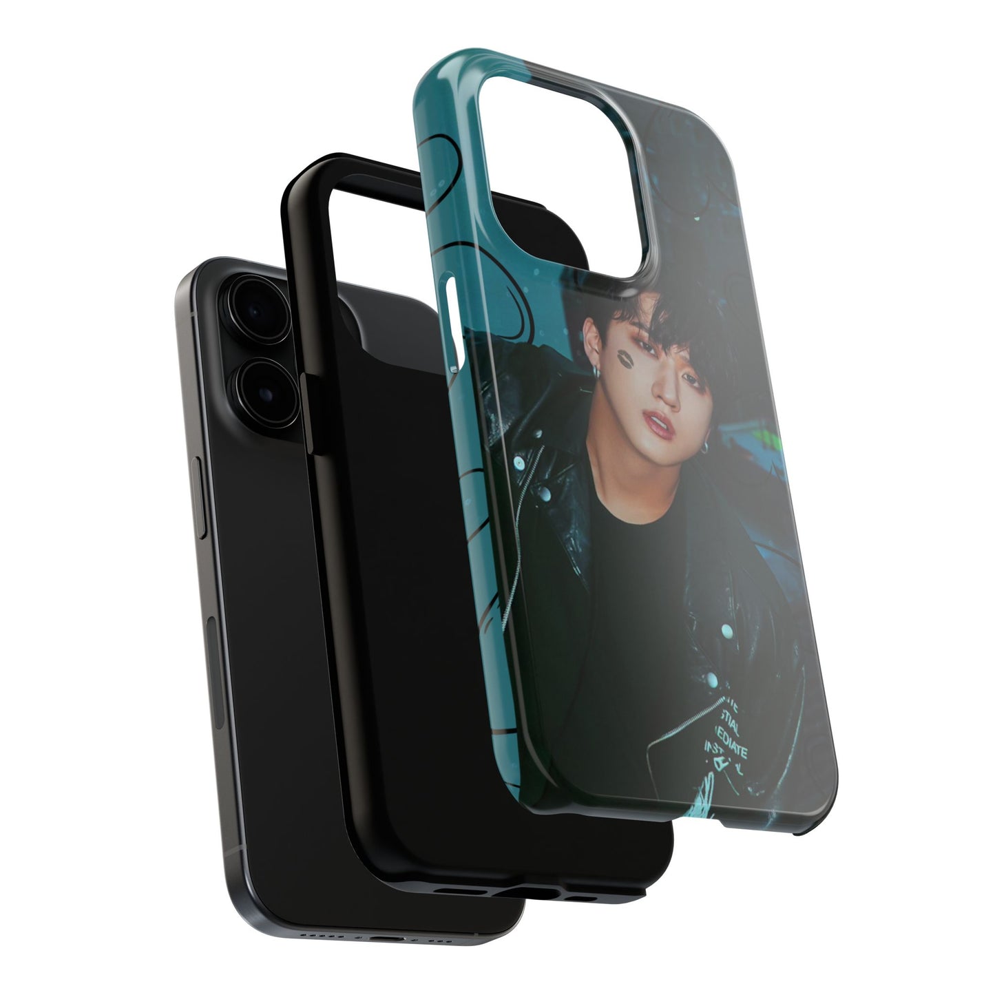 Seo Changbin Tough Phone Case — Moody Teal Portrait Design