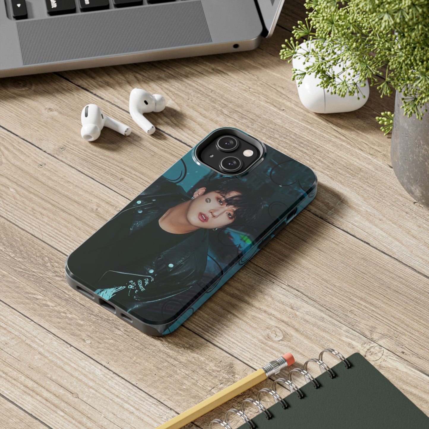 Seo Changbin Tough Phone Case — Moody Teal Portrait Design