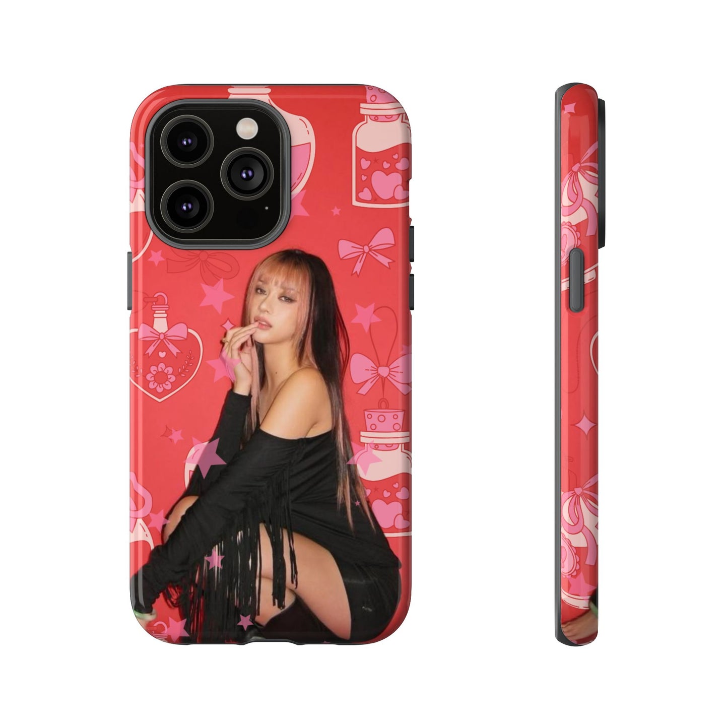 Megan Phone Case — Pink Heart & Perfume Pattern