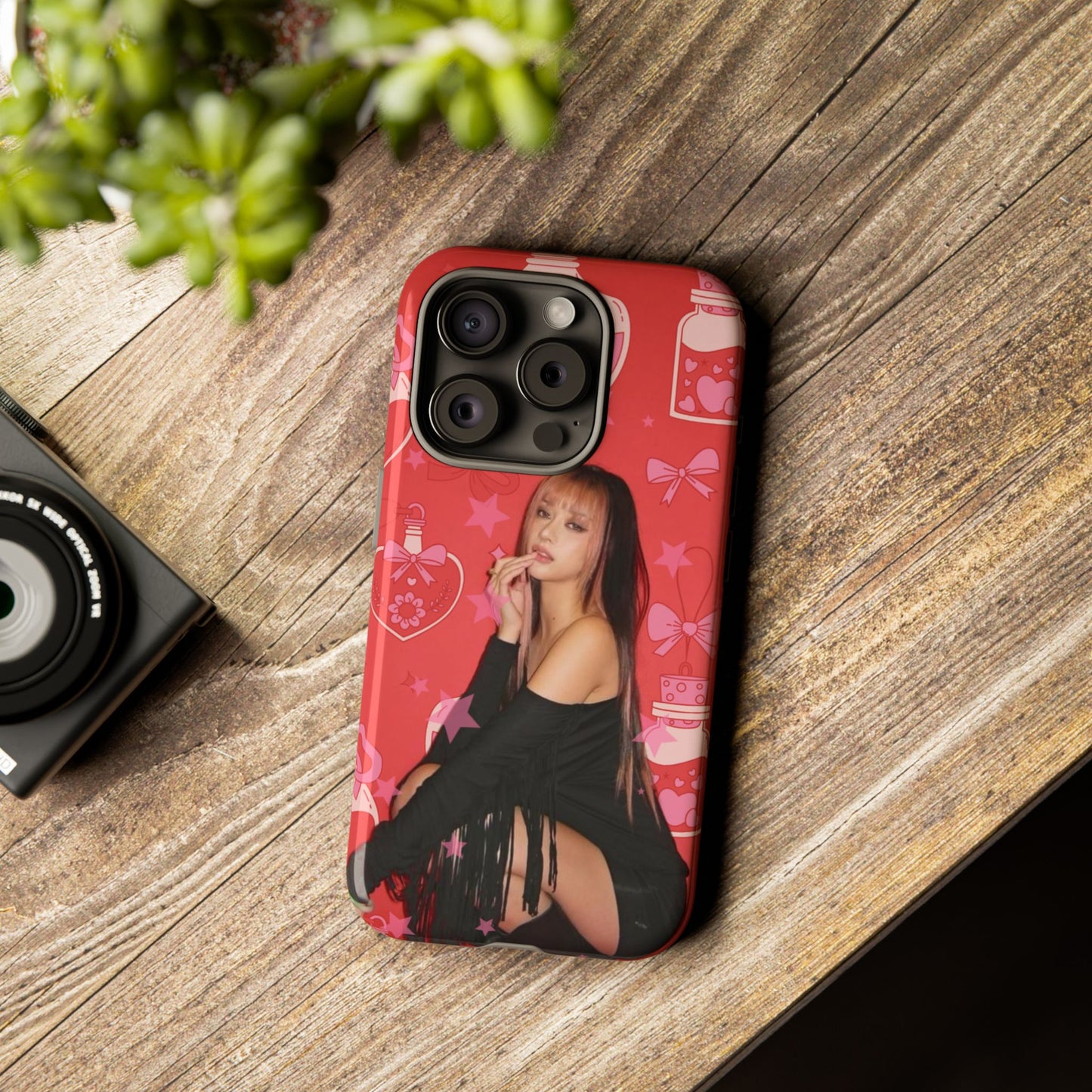 Megan Phone Case — Pink Heart & Perfume Pattern