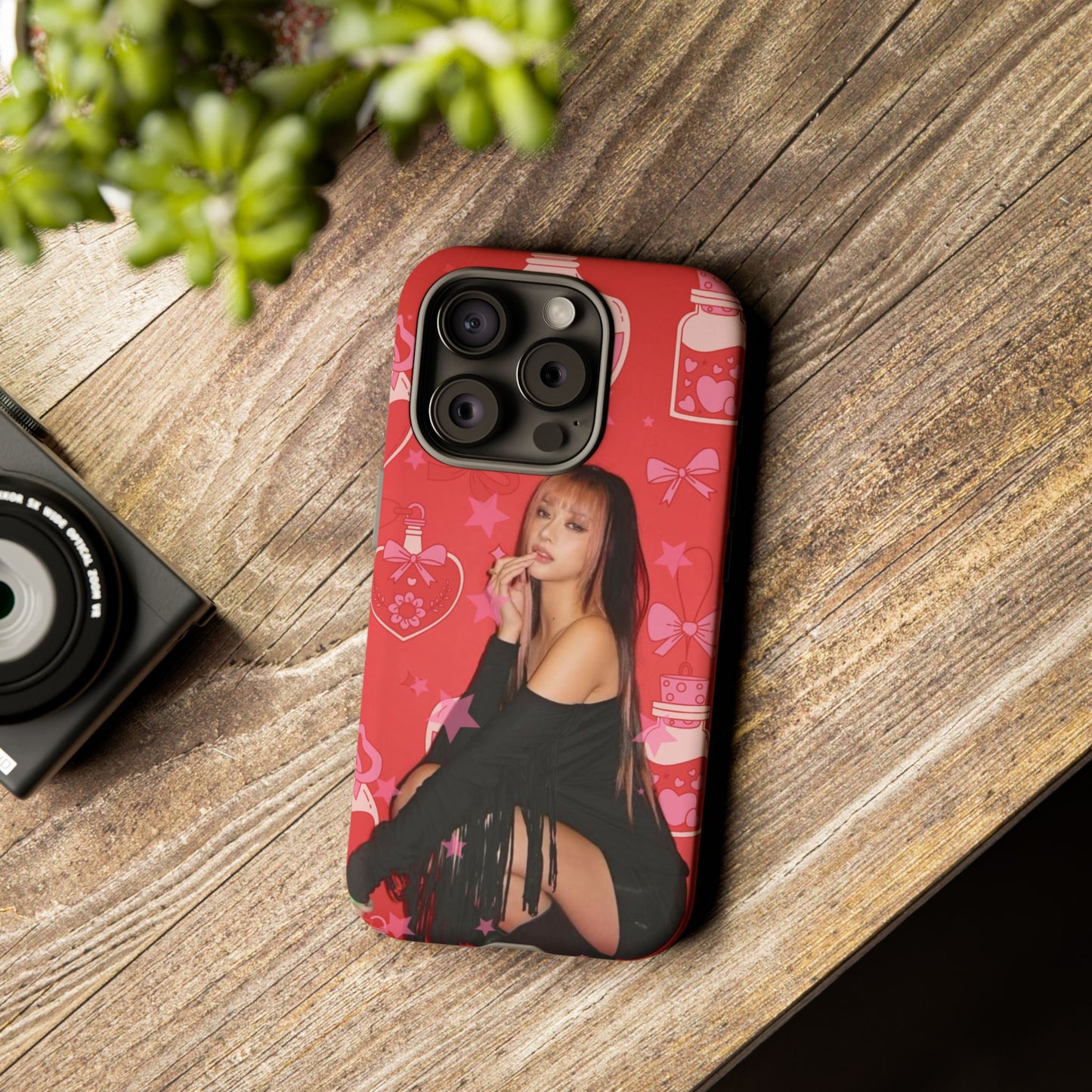 Megan Phone Case — Pink Heart & Perfume Pattern