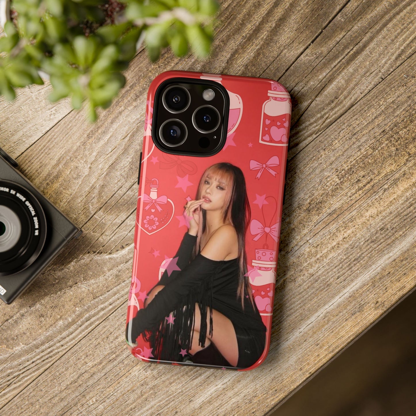Megan Phone Case — Pink Heart & Perfume Pattern