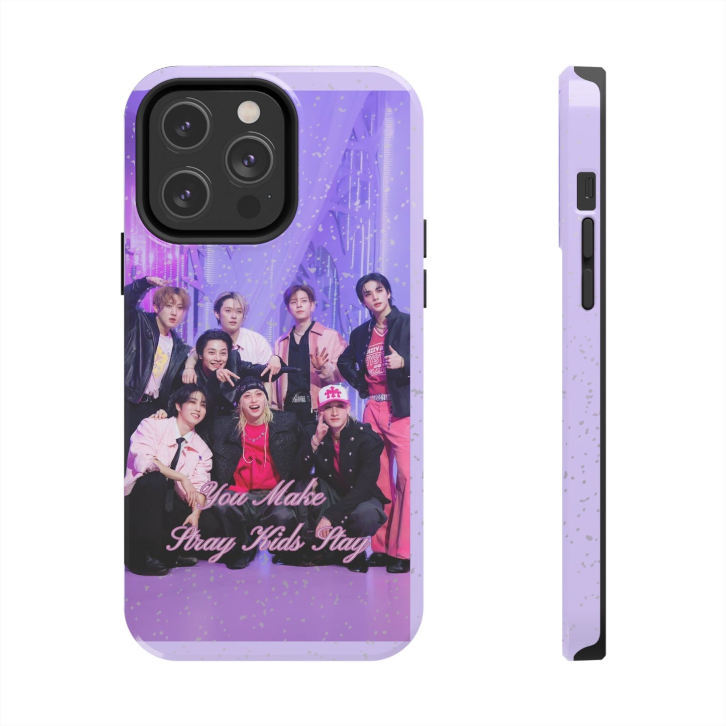 Stray Kids Photo Tough Phone Case — "You Make Stray Kids Stay" Purple K‑Pop Protective Cover