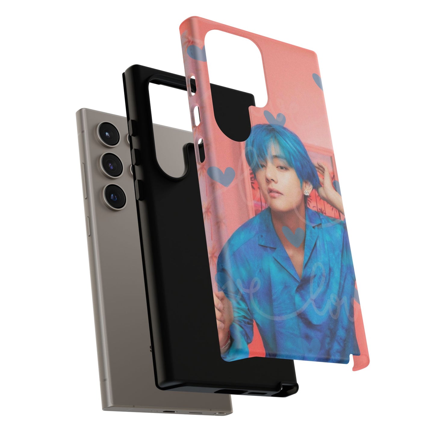 Taehyung Phone Case — Pink Heart/Love Kpop Design