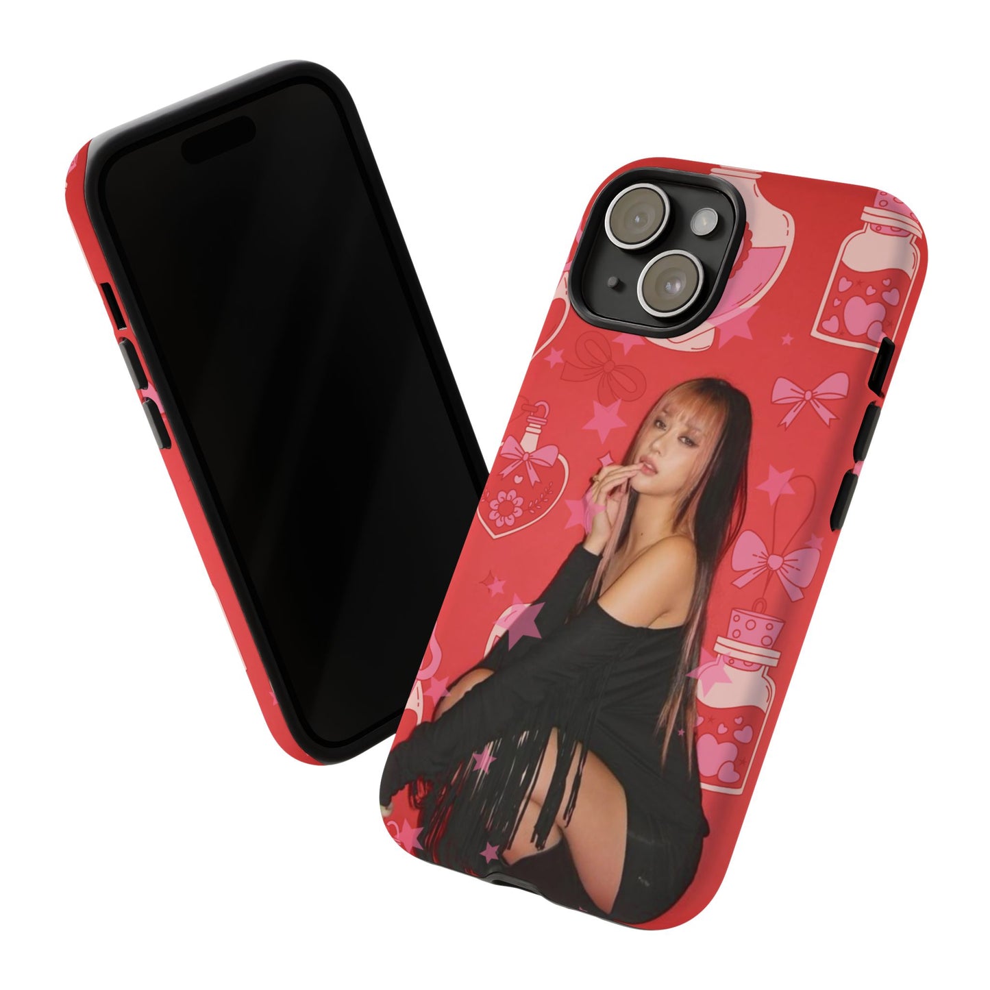 Megan Phone Case — Pink Heart & Perfume Pattern