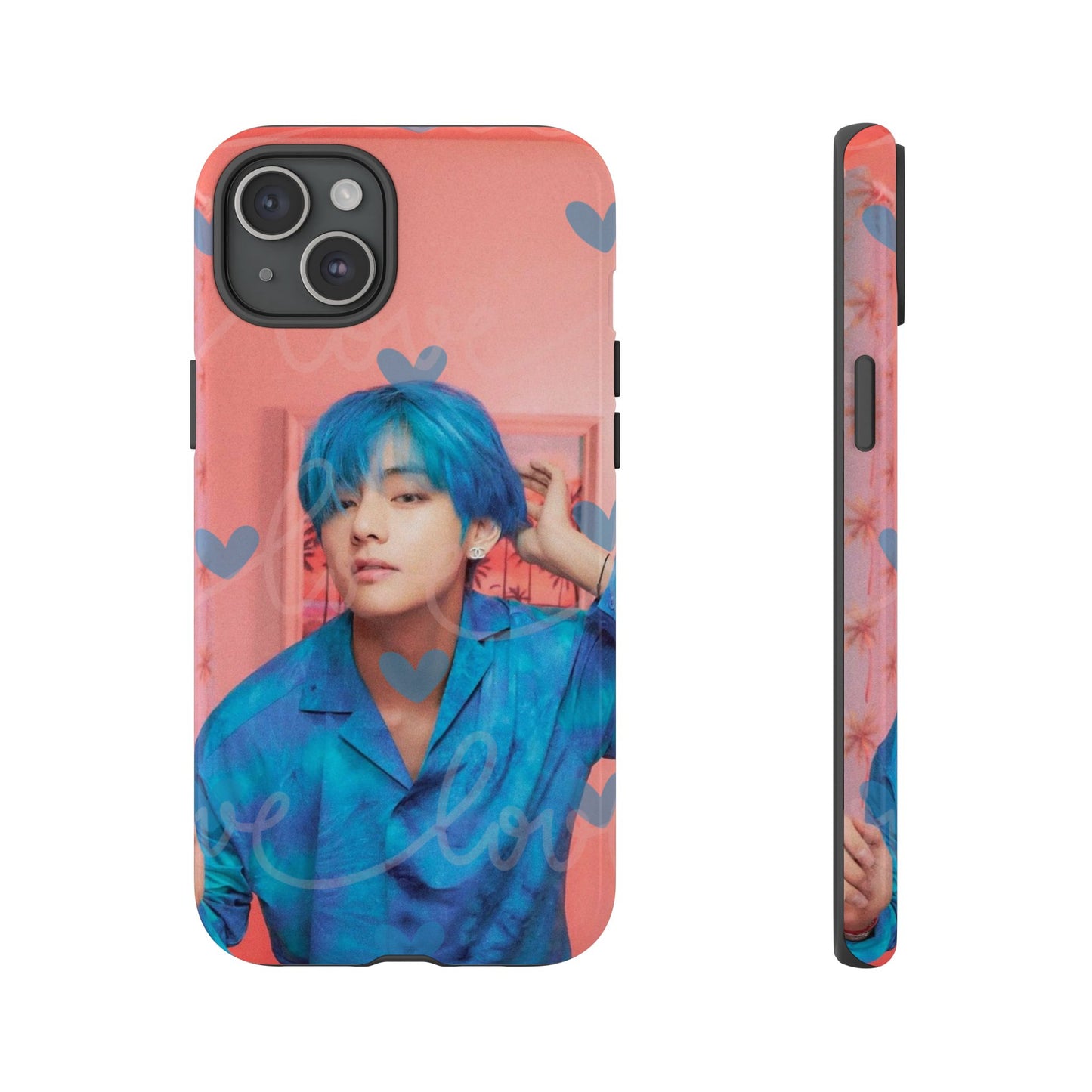 Taehyung Phone Case — Pink Heart/Love Kpop Design