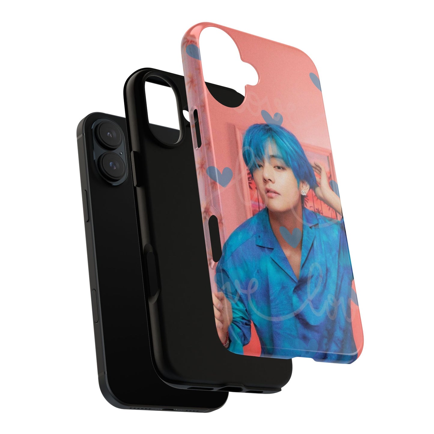 Taehyung Phone Case — Pink Heart/Love Kpop Design