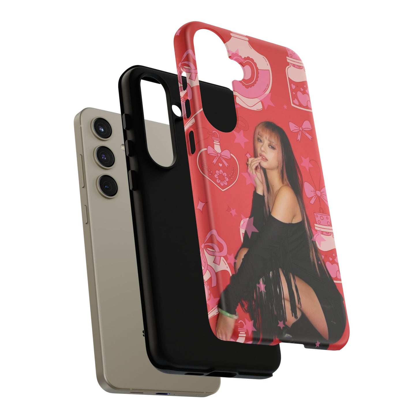 Megan Phone Case — Pink Heart & Perfume Pattern