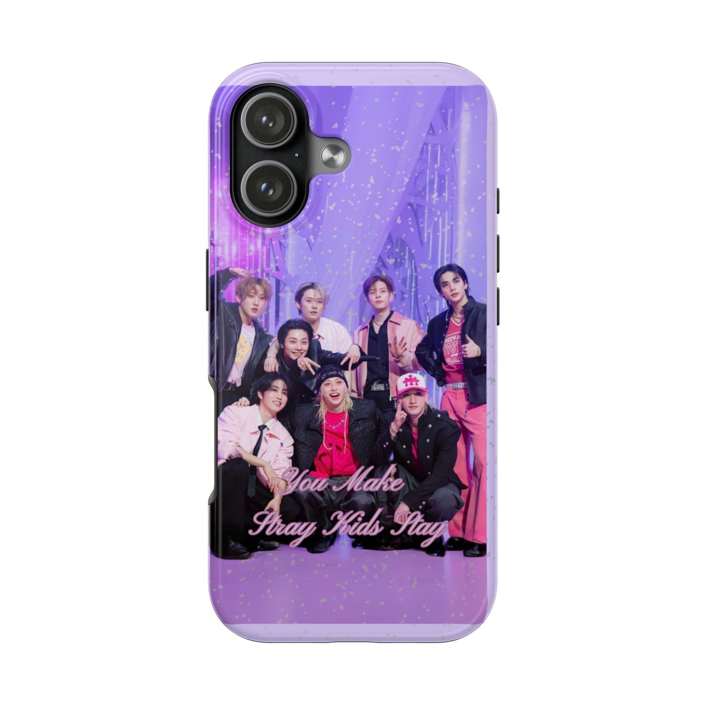 Stray Kids Photo Tough Phone Case — "You Make Stray Kids Stay" Purple K‑Pop Protective Cover