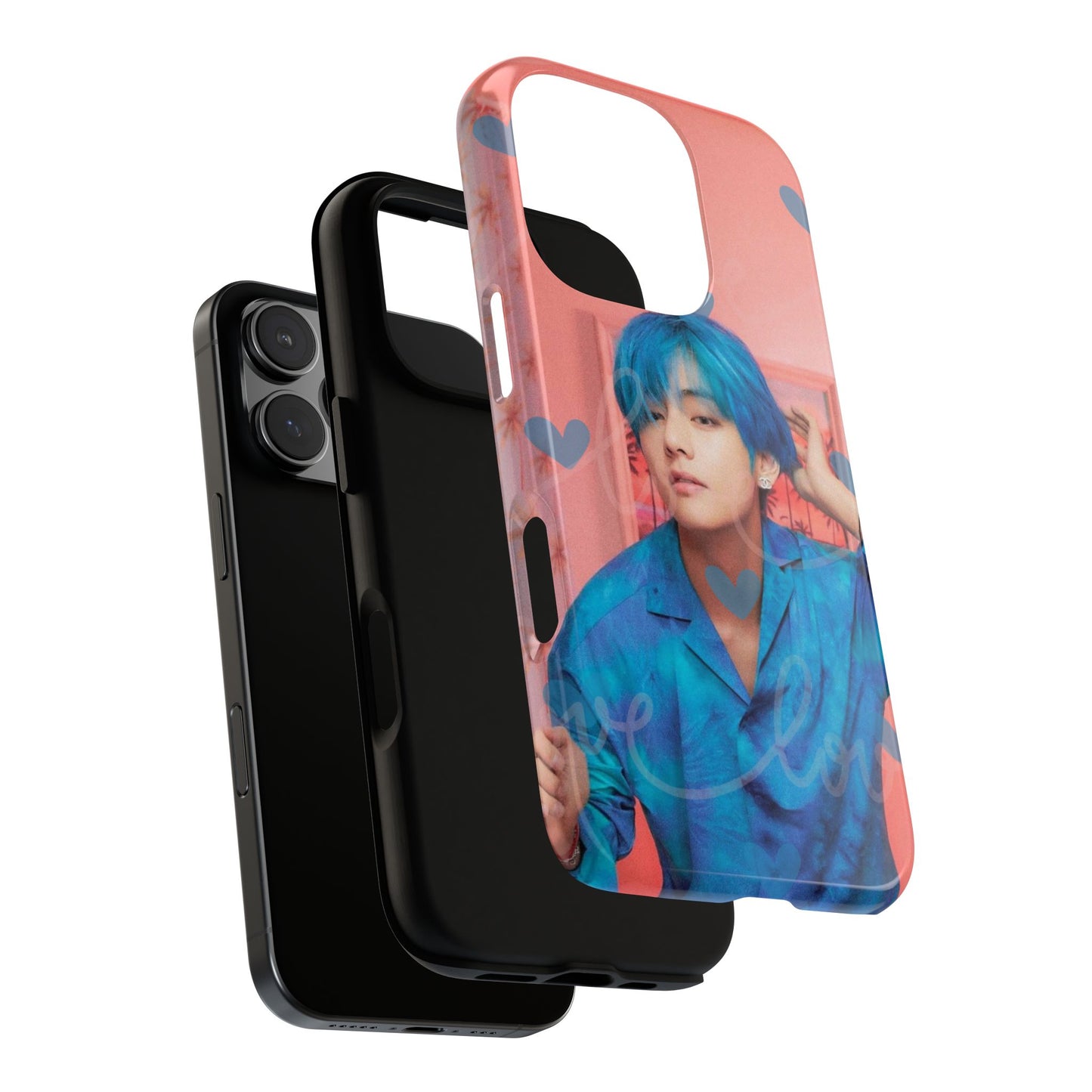 Taehyung Phone Case — Pink Heart/Love Kpop Design