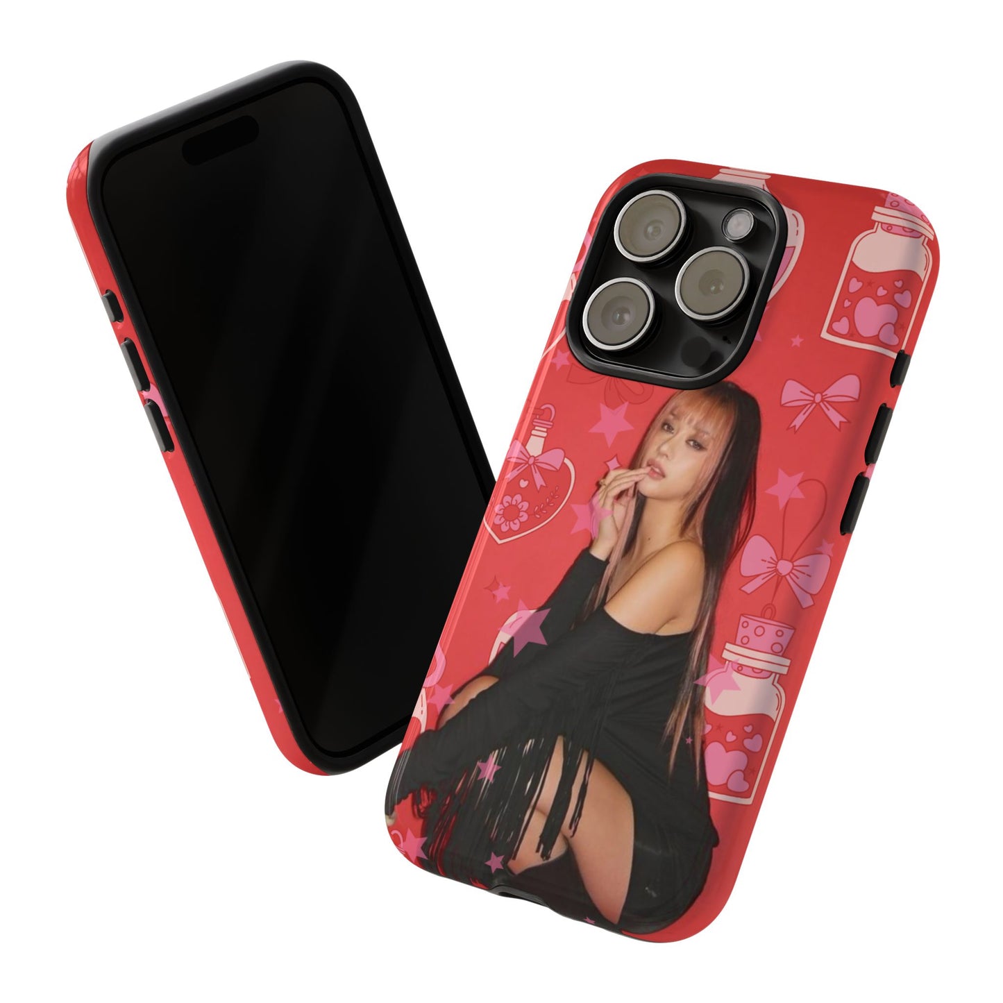 Megan Phone Case — Pink Heart & Perfume Pattern