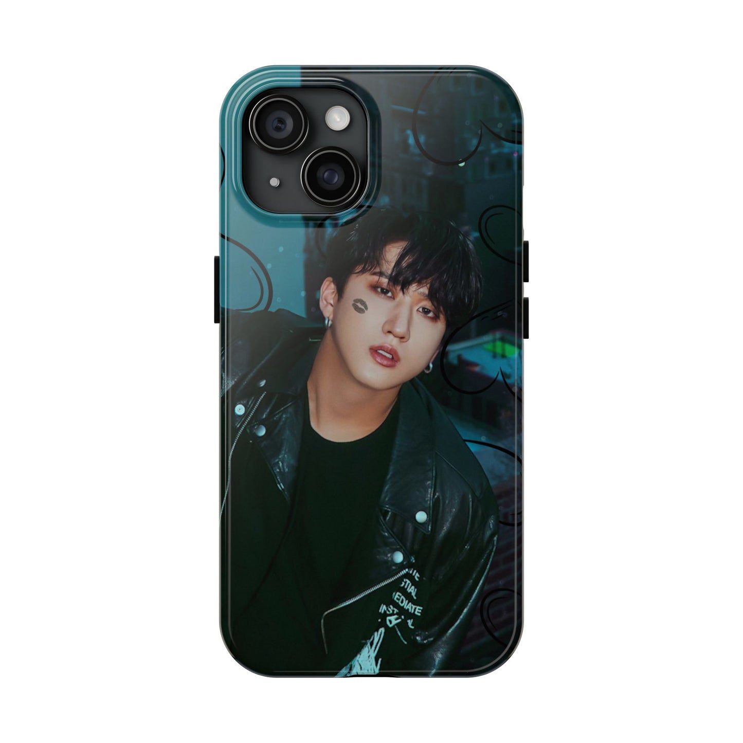 Seo Changbin Tough Phone Case — Moody Teal Portrait Design
