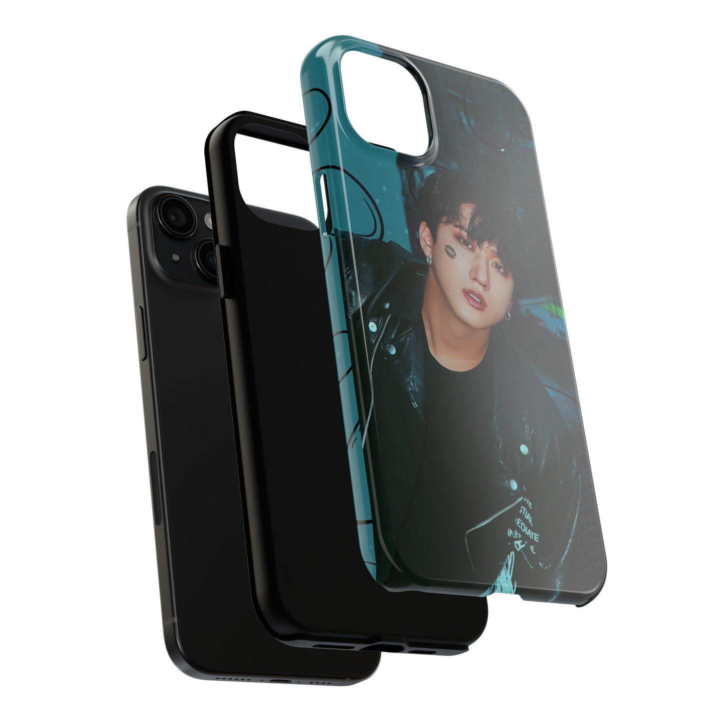 Seo Changbin Tough Phone Case — Moody Teal Portrait Design
