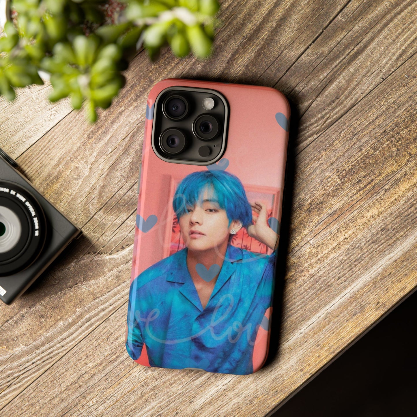 Taehyung Phone Case — Pink Heart/Love Kpop Design