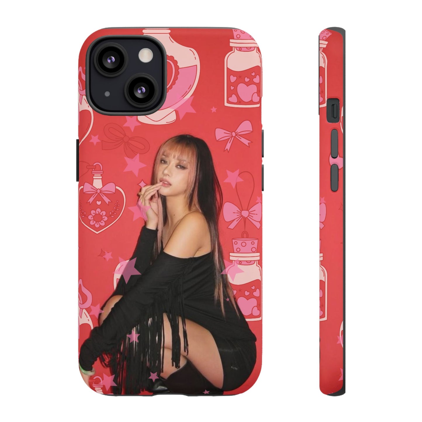 Megan Phone Case — Pink Heart & Perfume Pattern