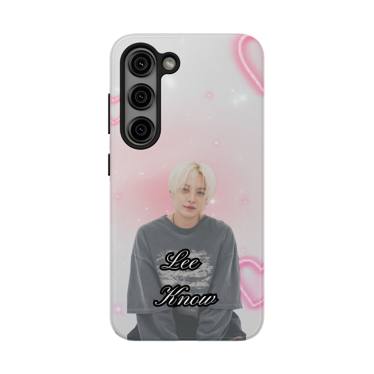 Lee Know Tough Phone Case — Pink Heart Photo Design
