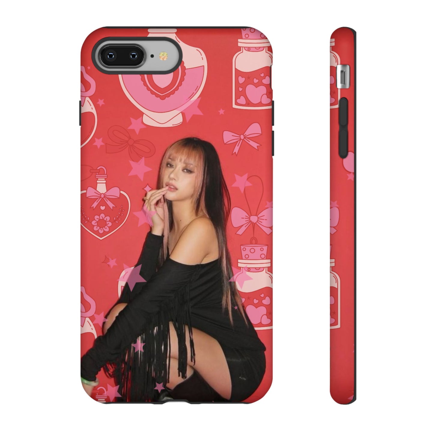 Megan Phone Case — Pink Heart & Perfume Pattern