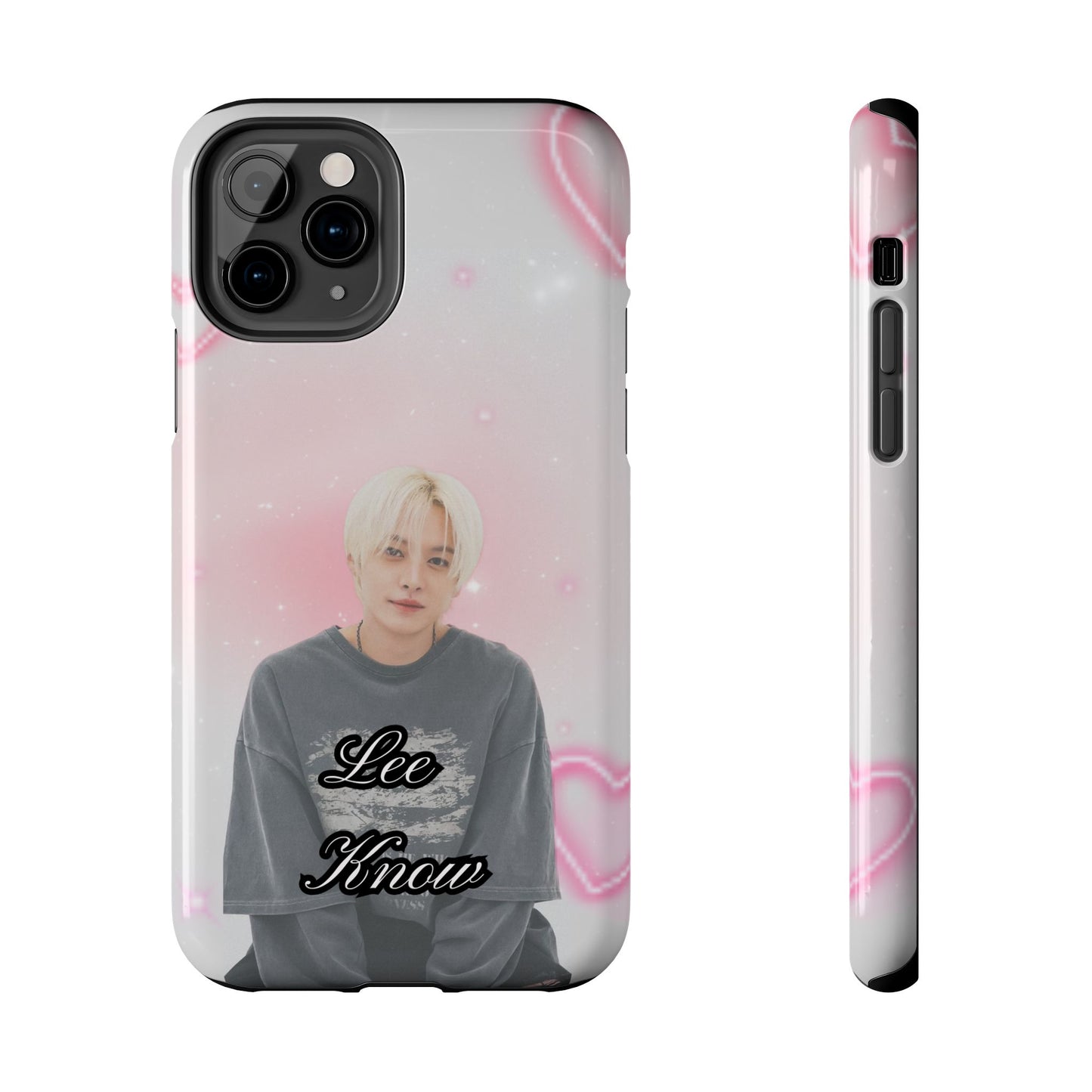 Lee Know Tough Phone Case — Pink Heart Photo Design