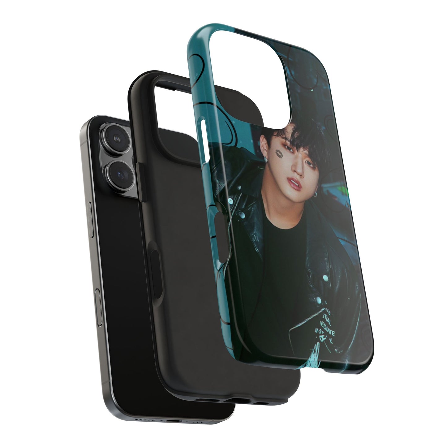 Seo Changbin Tough Phone Case — Moody Teal Portrait Design