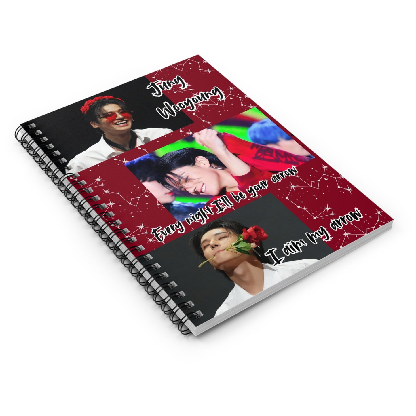 Jung Wooyoung Fan Spiral Notebook — 'Every night I'll be your arrow' Ruled Journal
