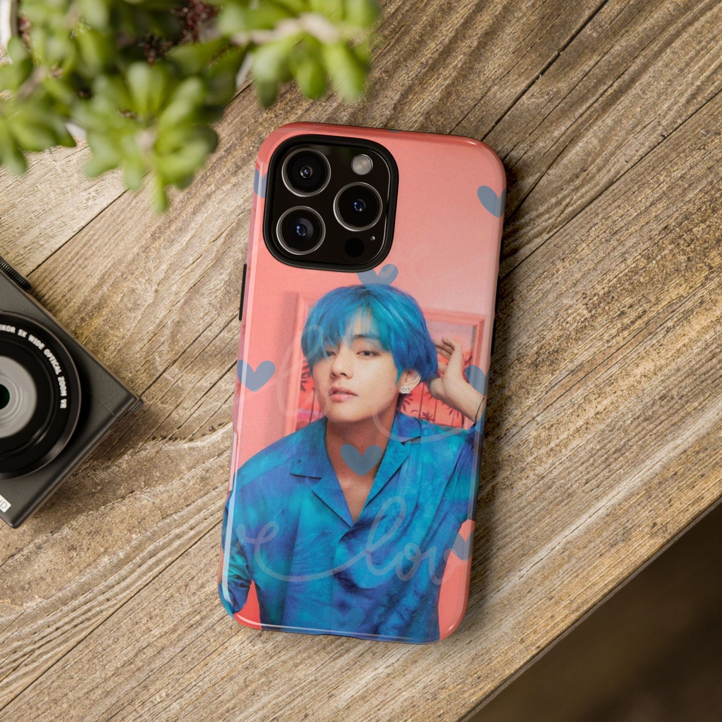 Taehyung Phone Case — Pink Heart/Love Kpop Design