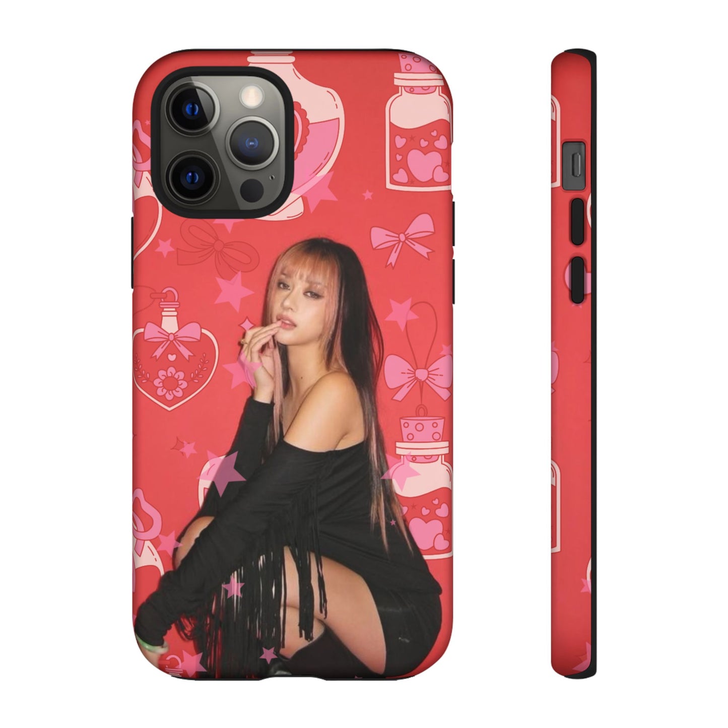 Megan Phone Case — Pink Heart & Perfume Pattern