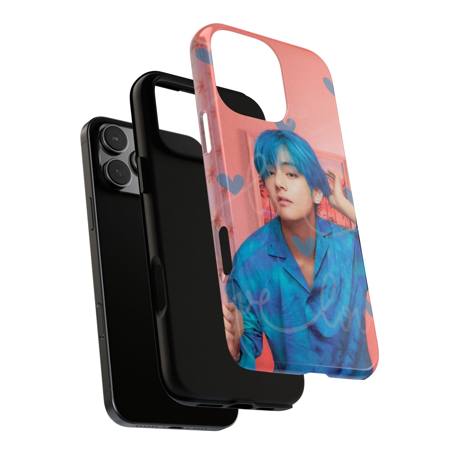 Taehyung Phone Case — Pink Heart/Love Kpop Design
