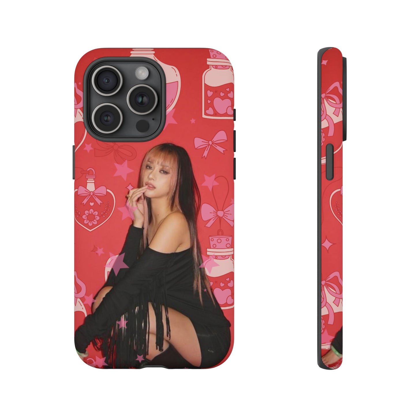Megan Phone Case — Pink Heart & Perfume Pattern
