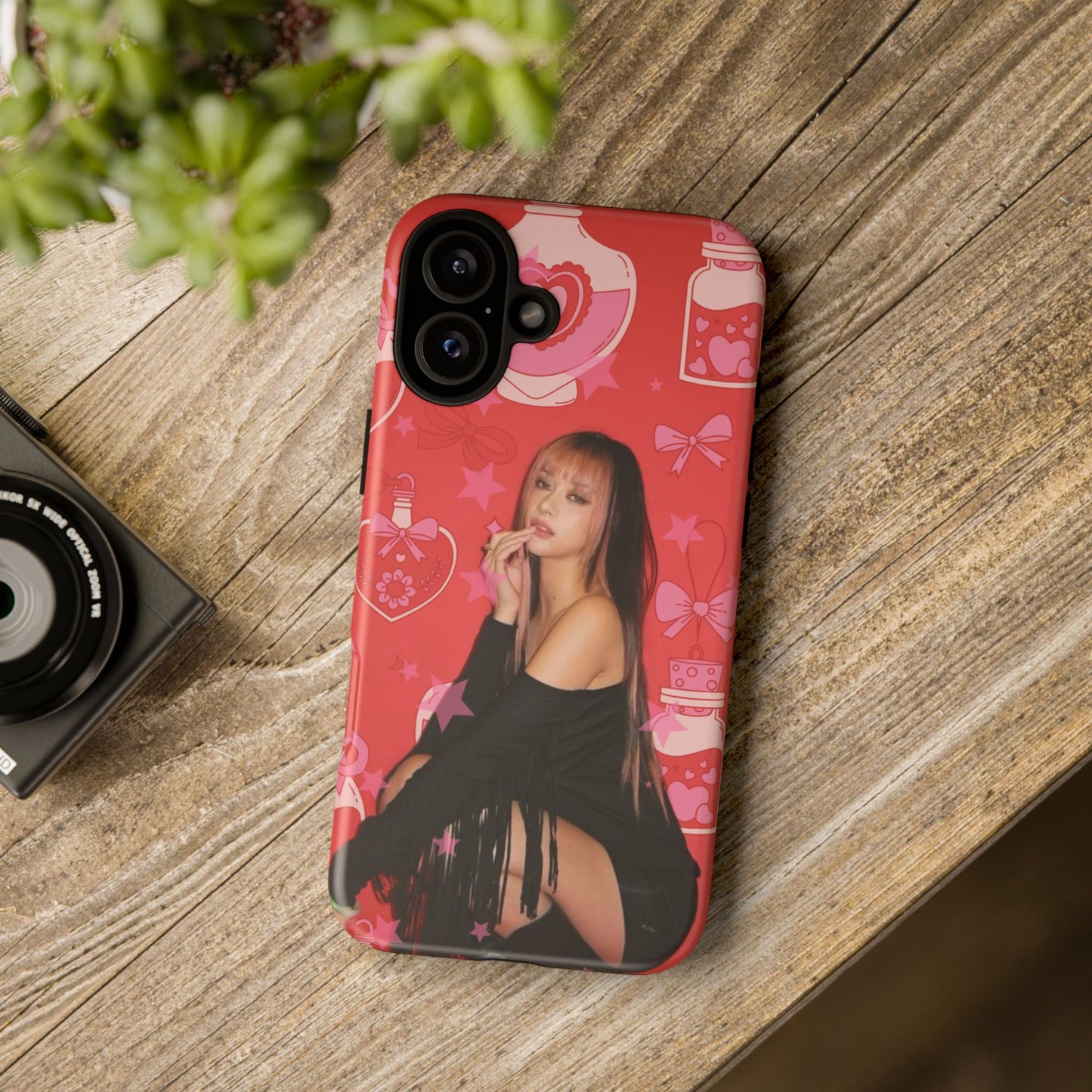 Megan Phone Case — Pink Heart & Perfume Pattern
