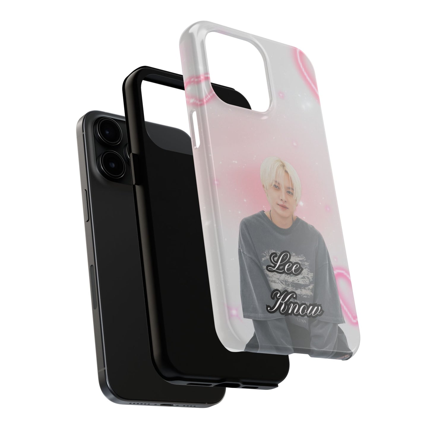 Lee Know Tough Phone Case — Pink Heart Photo Design
