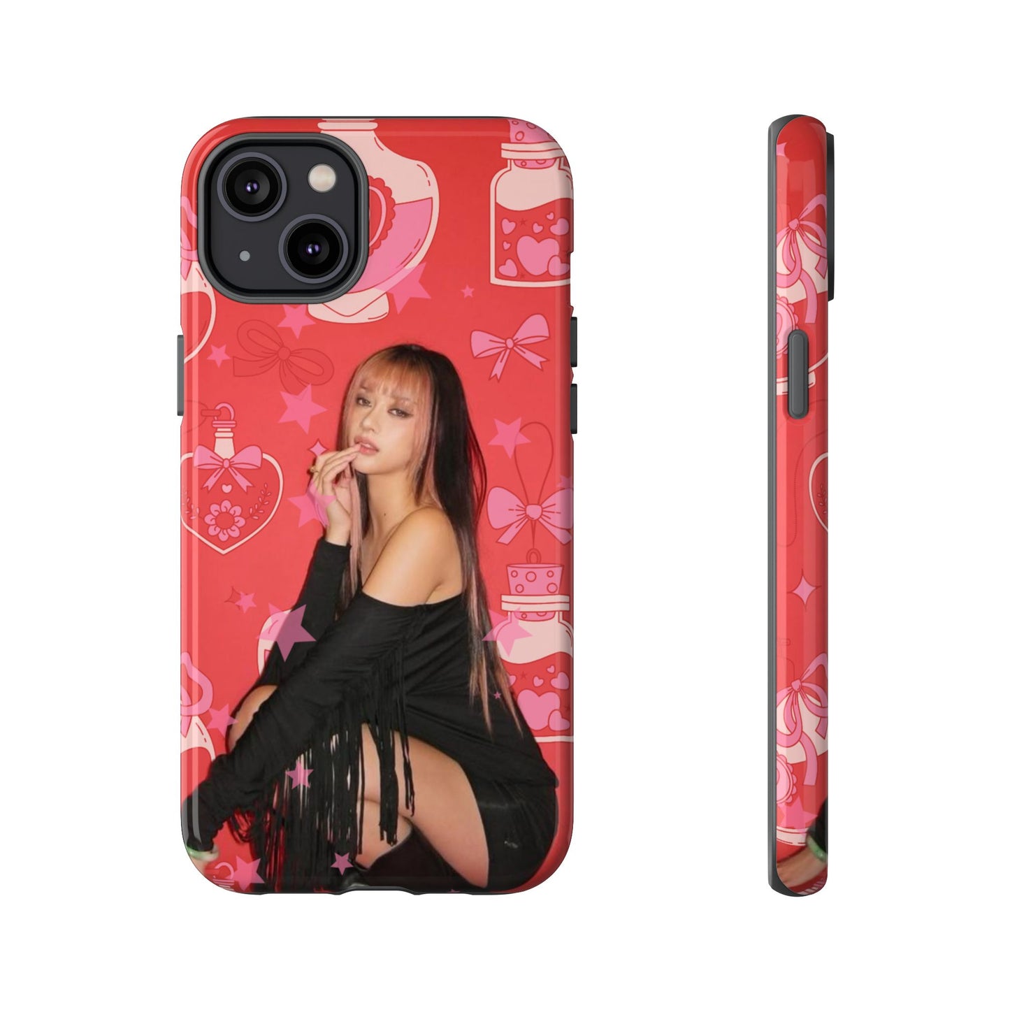 Megan Phone Case — Pink Heart & Perfume Pattern